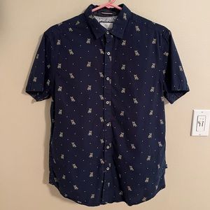 Denim&flower blue medium button down